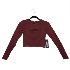 Velocity Ribbed Cropped Long Sleeve Shirt Size M